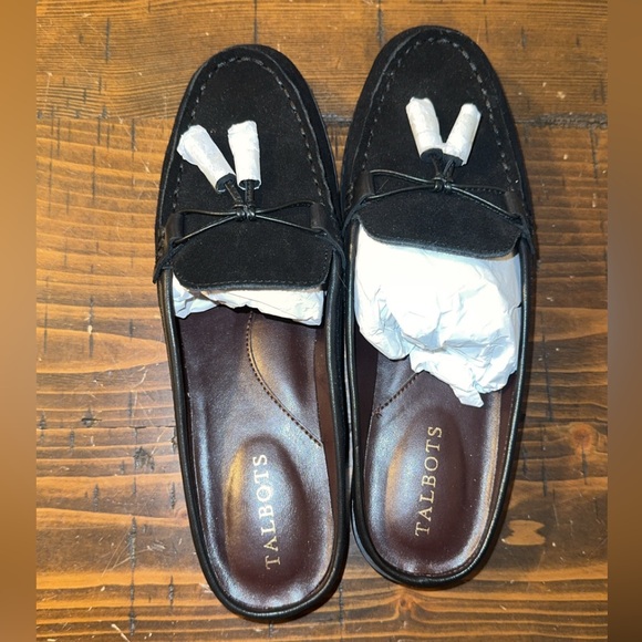 Talbots Laura Mule Loafters - black suede with tassels - Picture 4 of 5